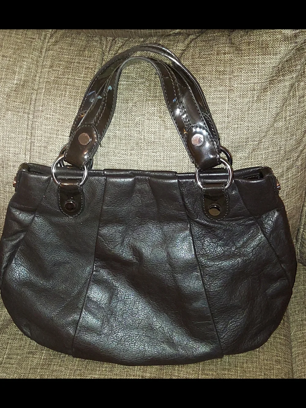 Simply Vera Vera Wang Black Satchel with Patent Handles